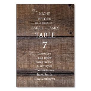 Rustic Barn the Night Before Wedding Seating Chart Table Number