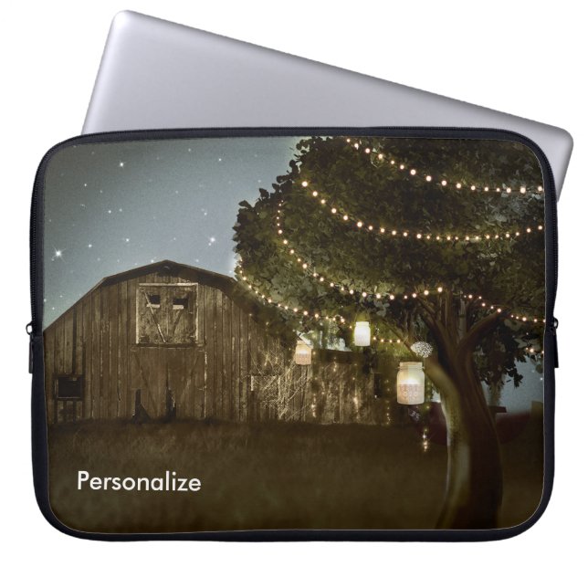 Rustic Barn & Tree Lights Laptop Sleeve Case (Front)