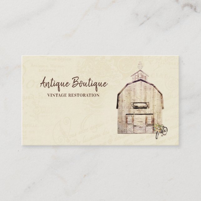 Rustic Barn Vintage Boutique Business Card (Front)