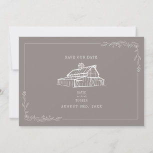 Rustic Barn Wedding Amethyst Grey Save The Date