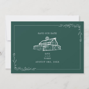 Rustic Barn Wedding Emerald Green Save The Date