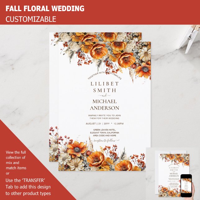 Rustic Barn Wedding | Fall Autumn Burnt Orange Invitation (Creator Uploaded)