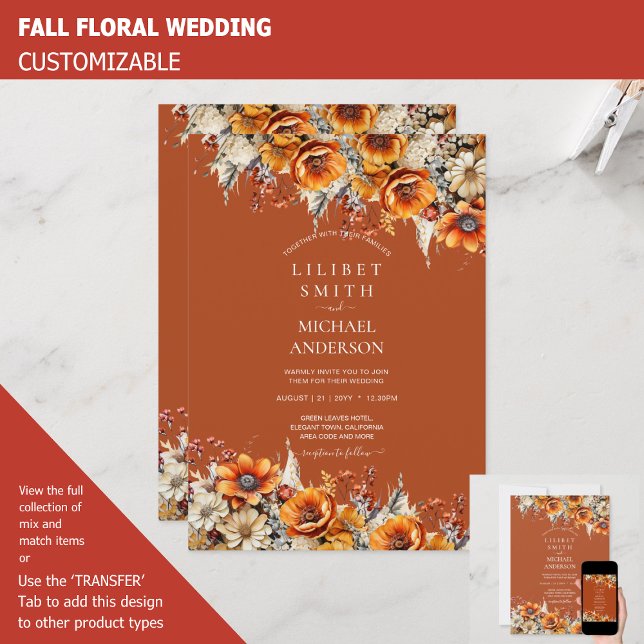 Rustic Barn Wedding | Fall Autumn Burnt Orange Invitation (Creator Uploaded)