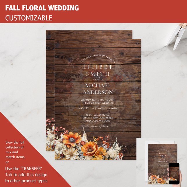 Rustic Barn Wedding | Fall Autumn Burnt Orange Invitation (Creator Uploaded)