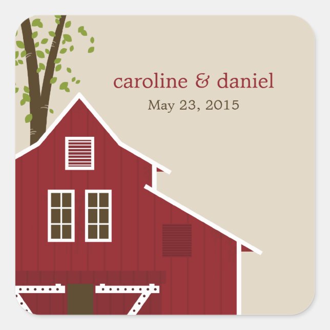 Rustic Barn Wedding Favour Sticker (Front)
