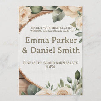 Rustic Barn Wedding Invitation with String Lights