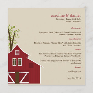 Rustic Barn Wedding Menu Card