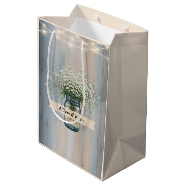 Rustic Barn Wedding Shower Gift Bag (Back Angled)