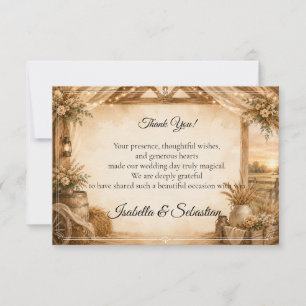Rustic Barn Wedding Thank You Card