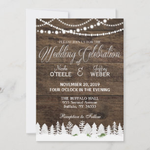 Rustic Barn Wedding Wood Winter Christmas Invitation