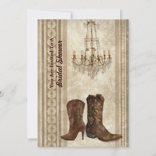 rustic barn western country cowboy bridal shower invitation (Front)