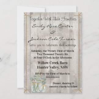 Rustic Barn & Wildflowers Country Wedding Invitation