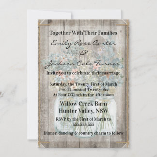 Rustic Barn & Wildflowers Country Wedding Invitation