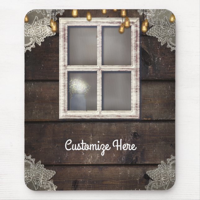 Rustic Barn Window & Lights Rustic Country Custom Mouse Mat (Front)