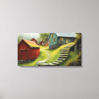 Rustic Barn With Spiralling Stairs Canvas Print