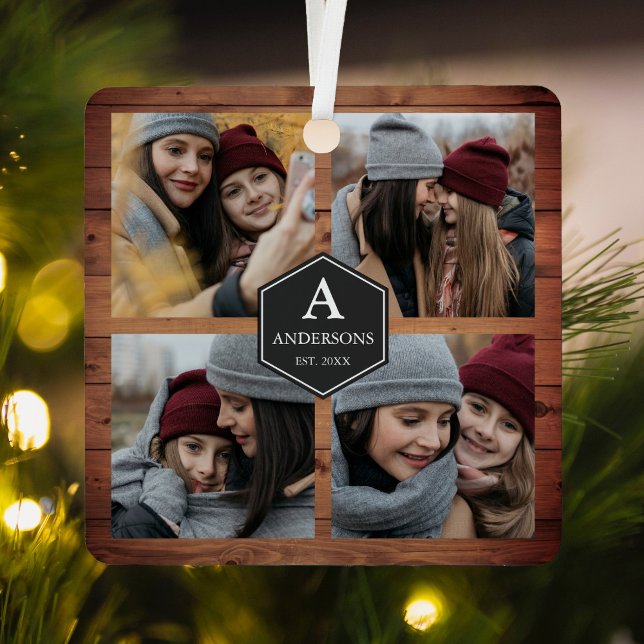 Rustic Barn Wood 4 Pictures Family Photo Collage Metal Tree Decoration (Creator Uploaded)