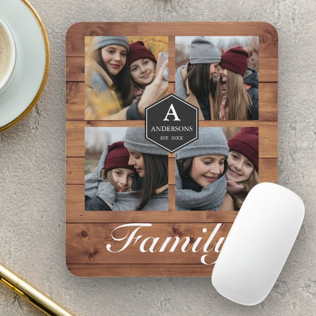 Rustic Barn Wood 4 Pictures Family Photo Collage Mouse Mat (Creator Uploaded)