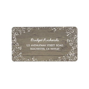 Rustic Barn Wood and Baby's Breath  Wedding Label