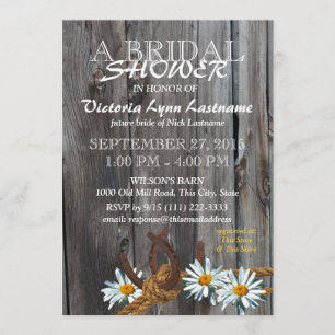 Rustic Barn Wood and Daisies Bridal Shower Invitation