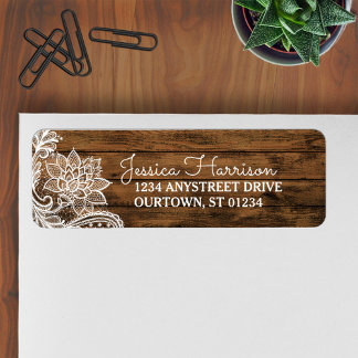 Rustic Barn Wood and Lace Address Label