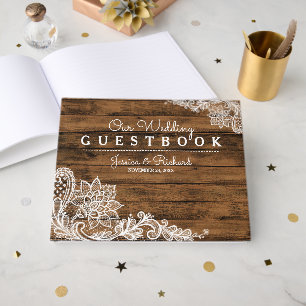Rustic Barn Wood and Lace Guest Book
