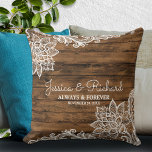 Rustic Barn Wood and Lace Wedding Pillow<br><div class="desc">Pretty country barn wood and lace theme on this wedding keepsake pillow</div>