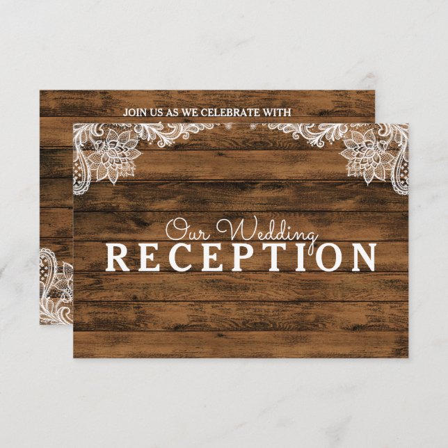 Rustic Barn Wood and Lace Wedding Reception Invitation (Front/Back)