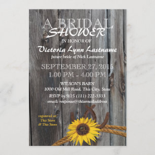 Rustic Barn Wood and Sunflower Bridal Shower Invitation