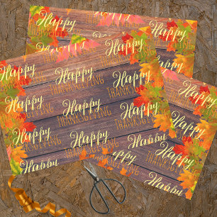 Rustic Barn Wood Autumn Leaves Thanksgiving Wrapping Paper Sheet