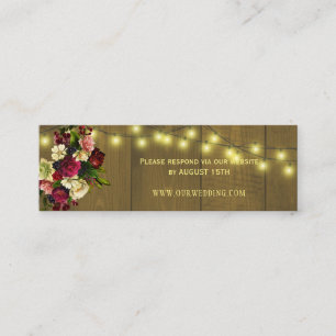 Rustic barn wood autumn wedding website RSVP Mini Business Card