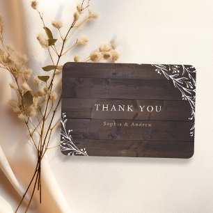 Rustic Barn Wood Boho Floral Country thank you Card