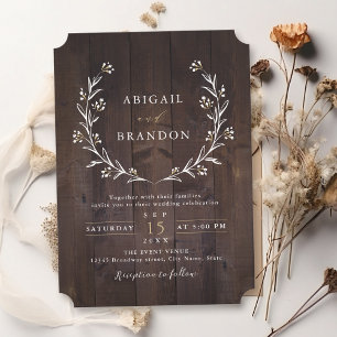 Rustic Barn Wood Boho Floral Country Wedding Invitation
