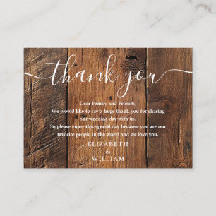 Rustic Barn Wood Boho Wedding Thank You Place Card