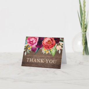Rustic Barn Wood Botanical Thank You Card
