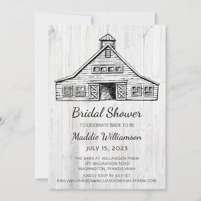 Rustic Barn Wood Bridal Shower Invitation (Front)