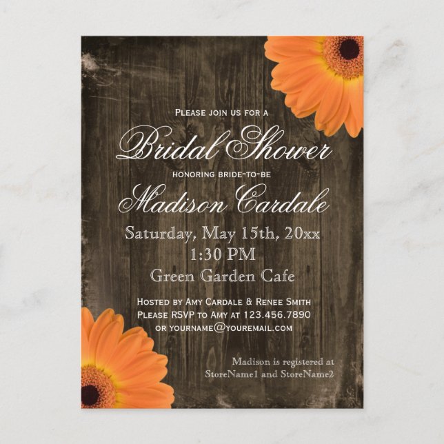 Rustic Barn Wood Bridal Shower Invite POSTCARDS (Front)