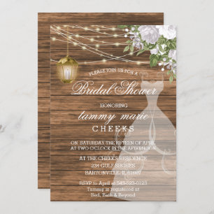 Rustic Barn Wood Bridal Shower - White Invitation