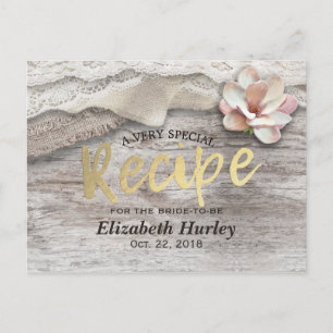 Rustic Barn Wood Burlap Lace Floral Bridal Shower Invitation Postcard