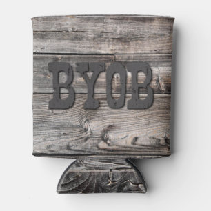 rustic barn wood BYOB   Can Cooler