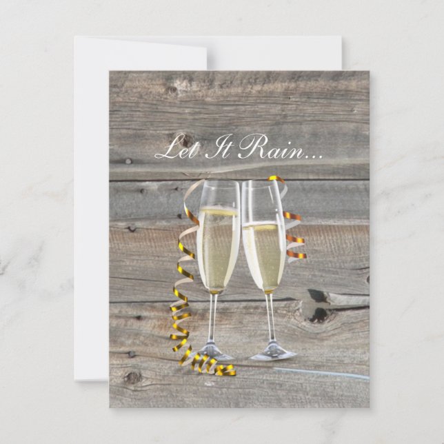 rustic barn wood champagne western country wedding invitation (Front)