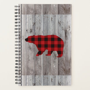 rustic barn wood christmas red buffalo plaid bear planner
