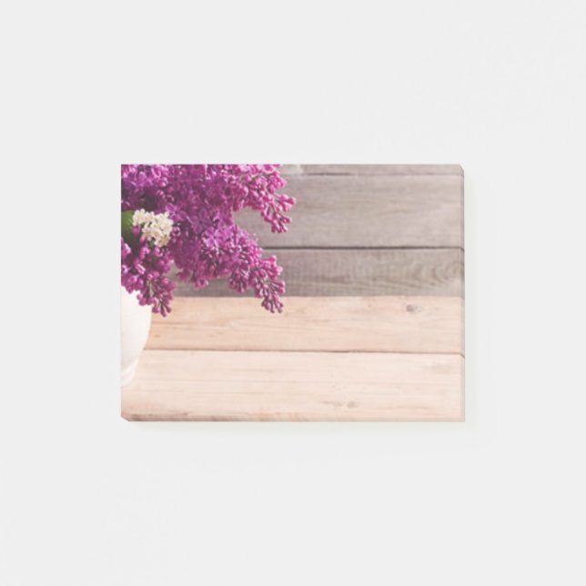 rustic barn wood country chic purple lilac post-it notes (Front)