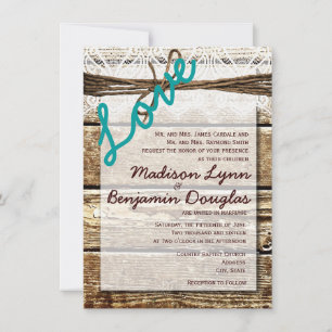 Rustic Barn Wood Country LOVE Wedding Invitations