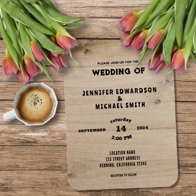 Rustic barn wood country wedding invitation magnet (Rustic barn wood typography rural country wedding invitation magnet.)