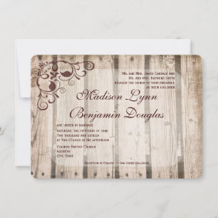 Rustic Barn Wood Country Wedding Invitations
