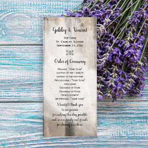 Rustic Barn Wood Country Wedding Program Programme
