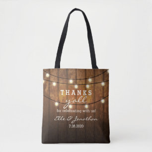 Rustic Barn Wood Country Wedding Thanks Y'All Tote Bag