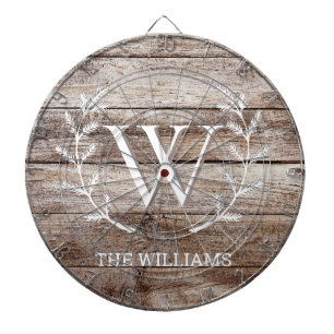 Rustic Barn Wood Custom Monogrammed and Named Dartboard