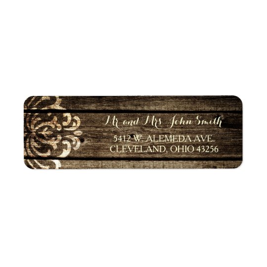 Rustic Barn Wood Damask Vintage Wedding Labels