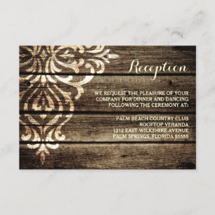 Rustic Barn Wood Damask Vintage Wedding Reception Enclosure Card